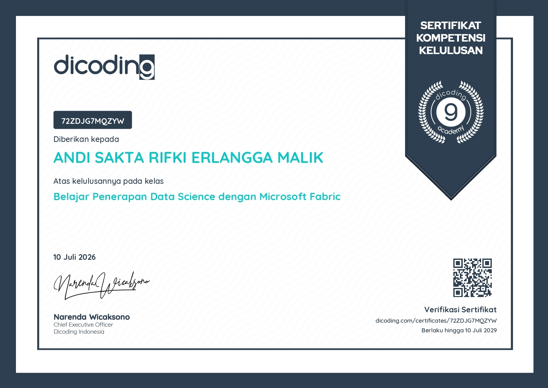 Belajar Penerapan Data Science dengan Microsoft Fabric Certificate
